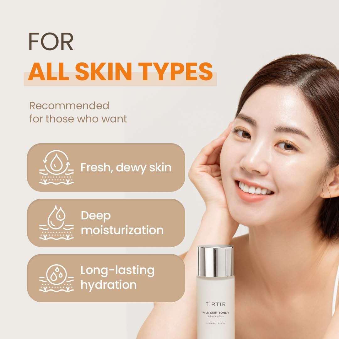 TIRTIR Milk Skin Rice Toner | Deep Moisturizing, Hydrating Toner for face, Niacinamide, Ceramide, Rice Bran Extract, Nature-Oriented Ingredients for Korean Skin Care, Vegan, 1.69 Fl Oz