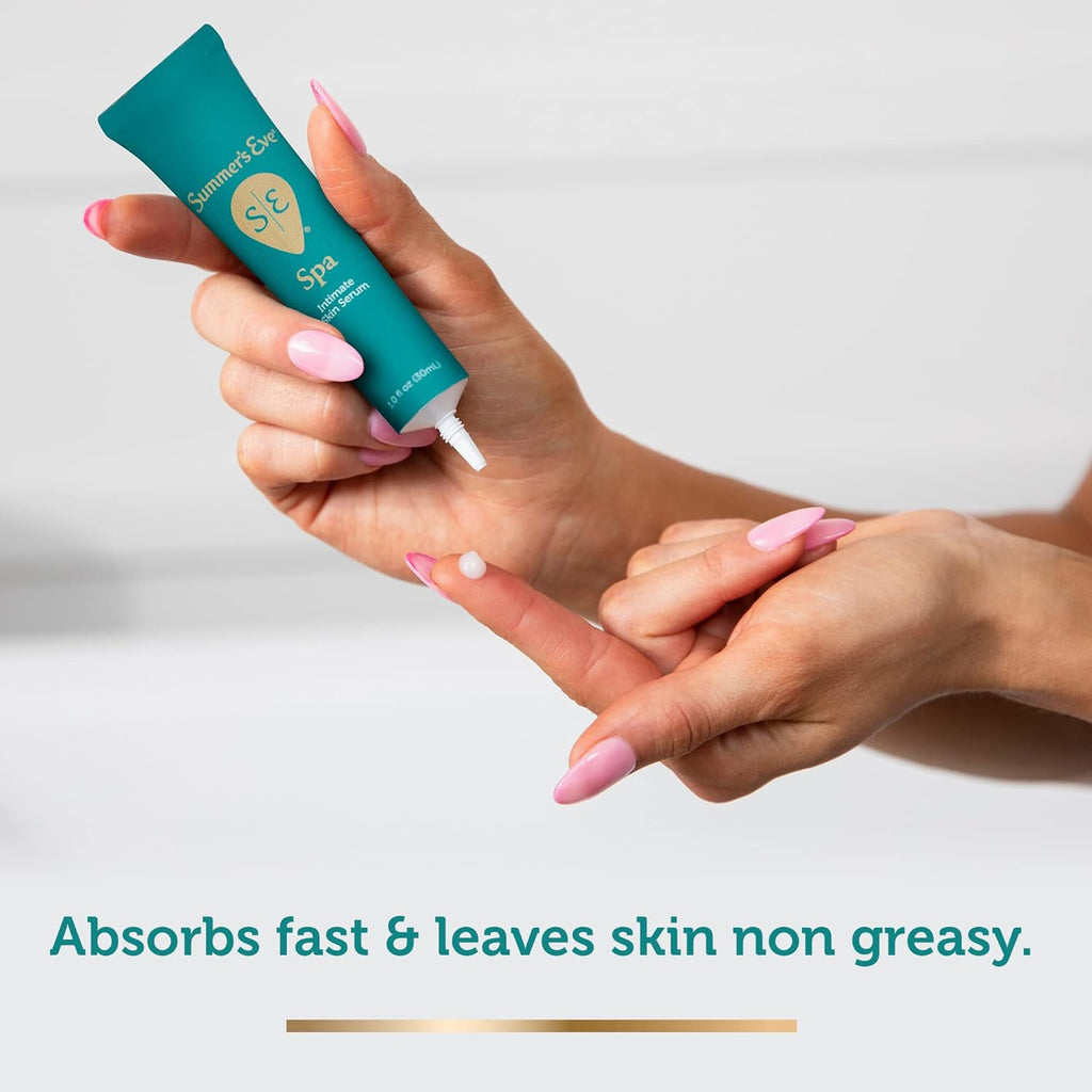 Summer's Eve Spa Daily Intimate Beauty, Luxurious Skin Serum, Post Shave Fragrance Free Women’s Hydrating Serum, 1oz Tube