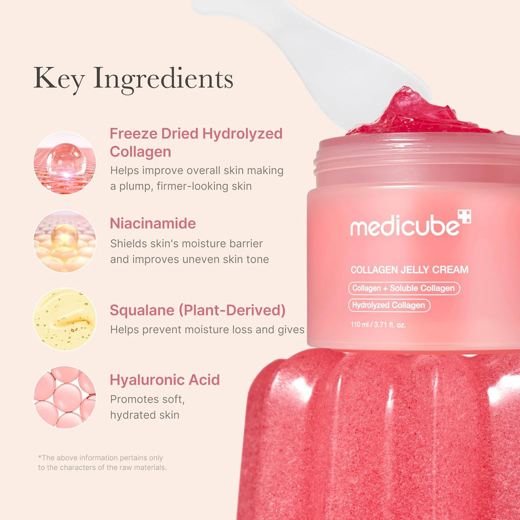 medicube Collagen Jelly Cream- Niacinamide & Freeze-Dried Hydrolyzed Collagen-Boosts skin barrier hydration & gives 24h Glow & Firmer looking skin | No artificial color, Korean skincare (3.71 fl.oz.)